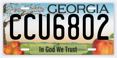 GA license plate CCU6802