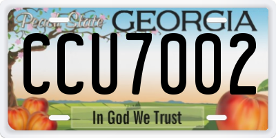 GA license plate CCU7002