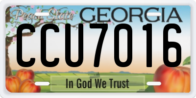 GA license plate CCU7016