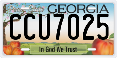 GA license plate CCU7025