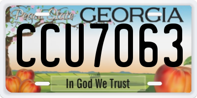 GA license plate CCU7063