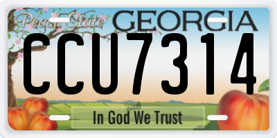 GA license plate CCU7314