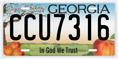 GA license plate CCU7316