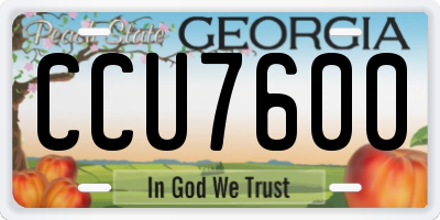 GA license plate CCU7600