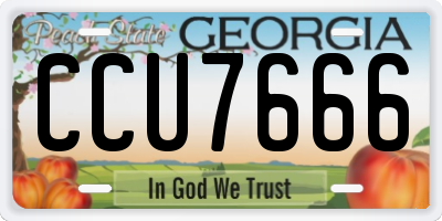 GA license plate CCU7666