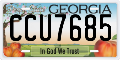 GA license plate CCU7685