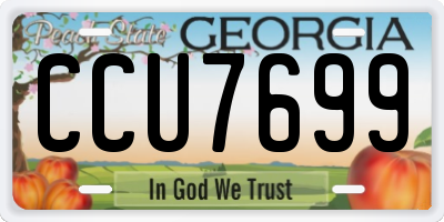 GA license plate CCU7699