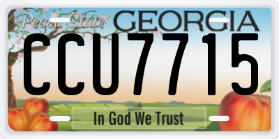 GA license plate CCU7715