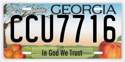 GA license plate CCU7716