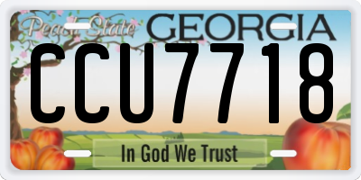 GA license plate CCU7718