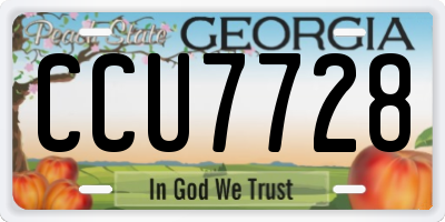 GA license plate CCU7728