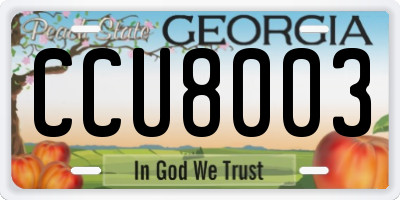 GA license plate CCU8003