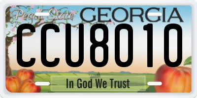 GA license plate CCU8010