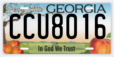 GA license plate CCU8016