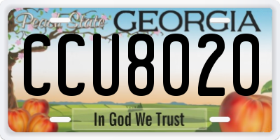 GA license plate CCU8020