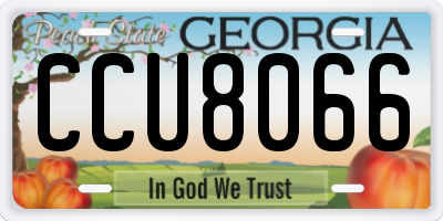 GA license plate CCU8066
