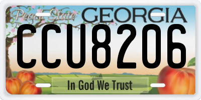 GA license plate CCU8206
