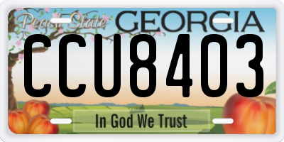 GA license plate CCU8403
