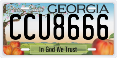 GA license plate CCU8666