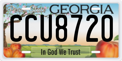 GA license plate CCU8720