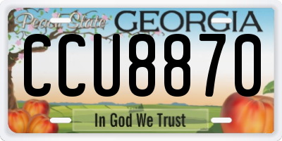 GA license plate CCU8870