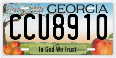 GA license plate CCU8910