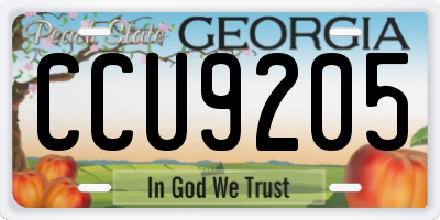GA license plate CCU9205