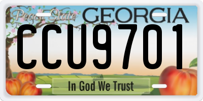 GA license plate CCU9701
