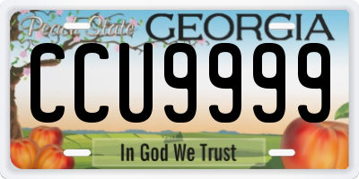 GA license plate CCU9999