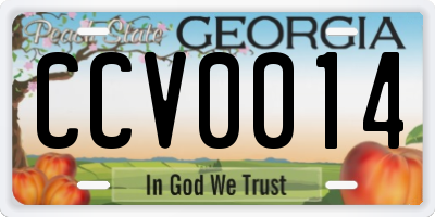 GA license plate CCV0014