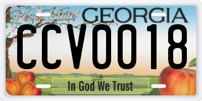 GA license plate CCV0018