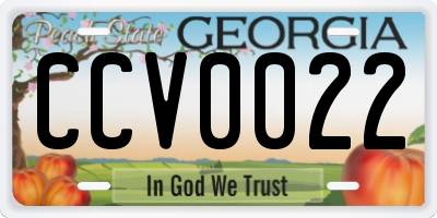 GA license plate CCV0022