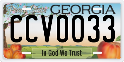 GA license plate CCV0033