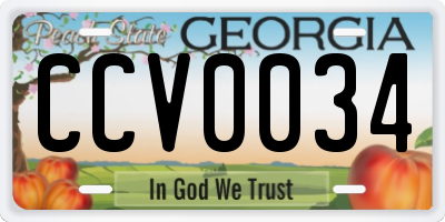 GA license plate CCV0034