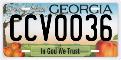 GA license plate CCV0036