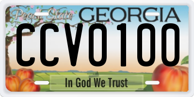 GA license plate CCV0100