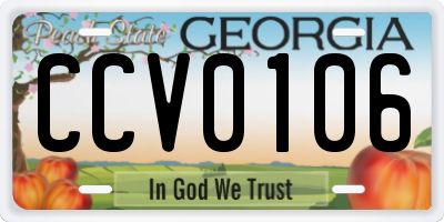 GA license plate CCV0106
