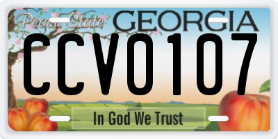 GA license plate CCV0107