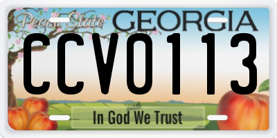 GA license plate CCV0113
