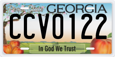 GA license plate CCV0122