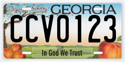GA license plate CCV0123