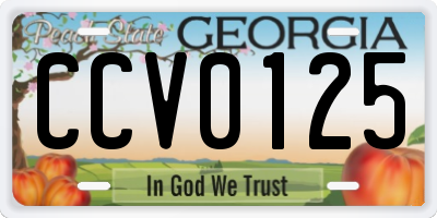GA license plate CCV0125