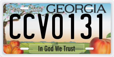 GA license plate CCV0131