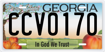 GA license plate CCV0170