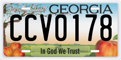 GA license plate CCV0178