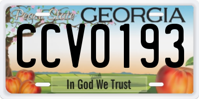 GA license plate CCV0193