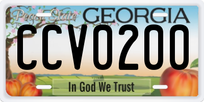 GA license plate CCV0200