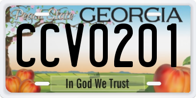 GA license plate CCV0201