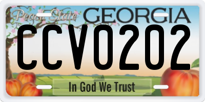 GA license plate CCV0202