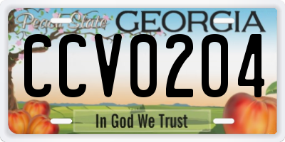 GA license plate CCV0204